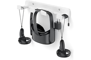 HomeMount Soporte de pared para Oculus Quest 2/Rift, Valve Index, HTC Vive, PSVR, ahorro de espacio para auriculares y controlador con esquinas redondeadas (blanco)