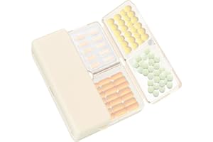 FYY 7 Day Pill Box Organiser, Travel Pill Case, [Folding Design][Large Capacity] Portable Pill Dispenser Container for Vitamins, Cod Liver Oil, Supplements, Medication Large-Cream White