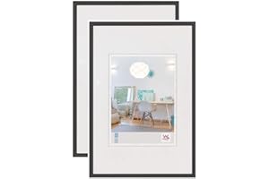 walther design Bilderrahmen schwarz 42 x 59,4 cm (DIN A2) Doppelpack, New Lifestyle Kunststoffrahmen KV426BD