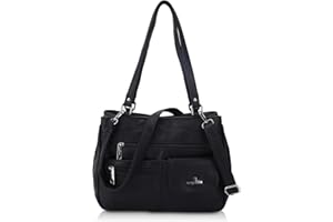 Angel Kiss Handtaschen für Frauen, Hobo Umhängetasche Vegan Leder Tote Bag mit mehreren Taschen und Reißverschluss Schwarz