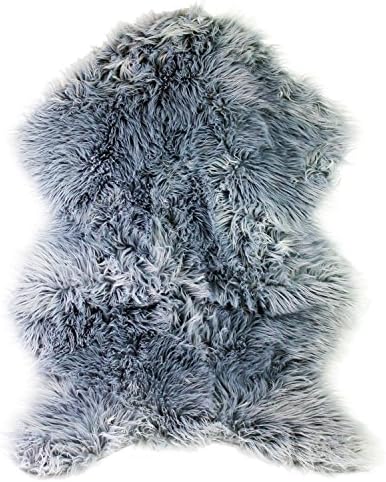 StrangeHouse Faux Sheepskin Fur Rug, Couch Chair Cover Seat Pad (Grey)