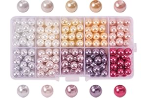 PH PANDAHALL PandaHall Elite - Pack of 24 Colours Pearl Glass Round Bead Complexion Environment for DIY Jewellery Making Necklace Bracelet, 6 mm, Hole:0.7 ~ 1.1 mm, approx. 1440pcs / Box, glass, Multicouleur-4, 8mm