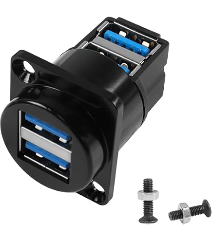 Adattatore USB 3.0 A Doppia Porta Femmina-femmina Per Montaggio A Pannello | Trasferimento Dati 5 Gbps E Ricarica 5V/1A | Custodia In Metallo Per Installazioni Fisse