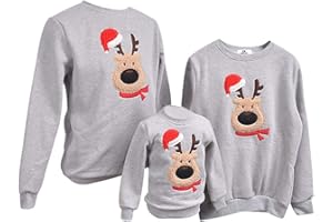 PENGNIAO Pull Noel Famille Pulls De Noël Homme Femme Enfant Garçon Fille Sweat Shirt Moche Pull Over Renne Cerf Sweatshirt Col Rond Christmas Sweat-Shirt Manche Longue Hiver Chaud pour Toute la Famille