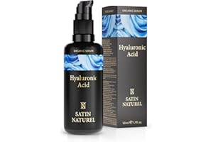 SATINNATUREL Siero Acido Ialuronico Viso 50ml, Siero Viso Acido Ialuronico Puro con Aloe Vera per Pelli Sensibili - Siero Viso Antirughe - Siero Idratante Viso Vegano - Hyaluronic Acid Serum - Satin Naturel