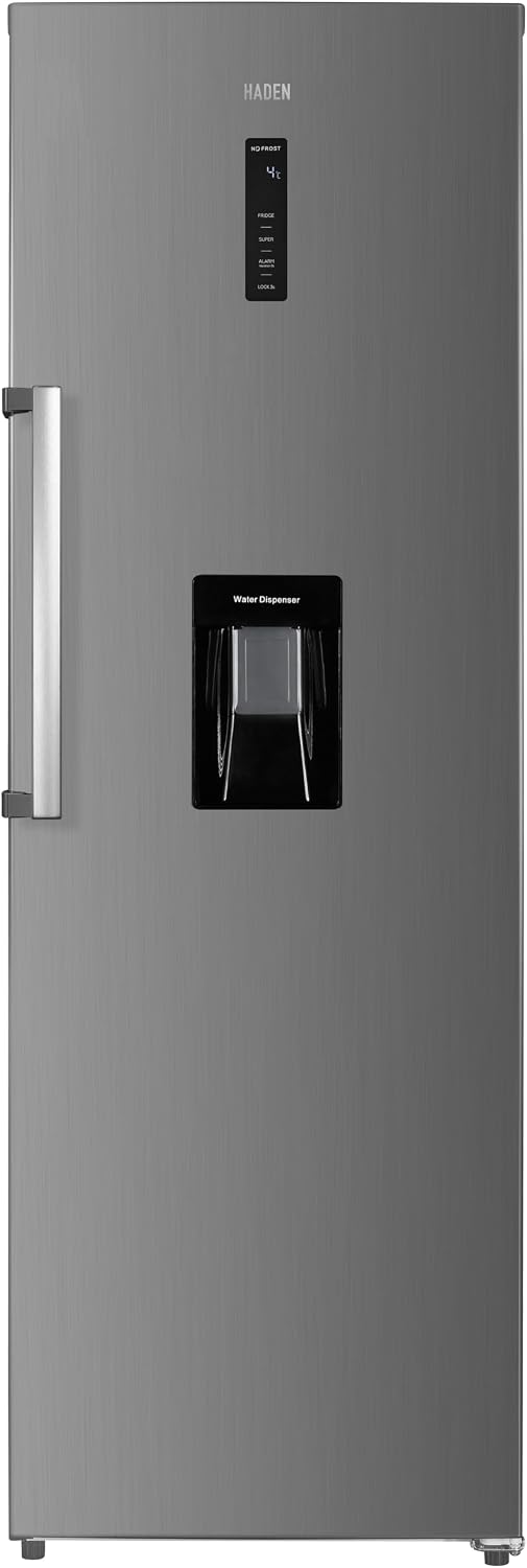 HADEN Tall Larder Fridge - With Drinks Dispenser - 356L Capacity - Digital Temperature Control - 4 Glass Shelves - Crisper Drawer, 2 Extra Drawers - 185cm Height