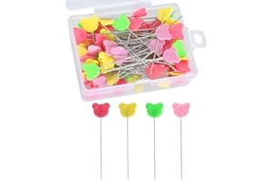 DISNACE 100 PCS Épingles Multicolores,Couleurs Assorties Épingles Décoratives,Épingles à Coudre Couture Plat Colorées Epingle Couture en Forme-5cm/2in-Épingles en Tissu (Ours)