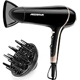 Aigostar Professional 2400W Ionic Hair Dryer with Diffuser for Curling | 3 Temperatures and 2 Speeds, Cold Air Button, Hangin