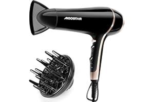 ‎AIGOSTAR Aigostar Profi Haartrockner Ionen 2400W Föhn mit Diffusor für Locken, Schnelles Trocknen Haarföhn, 3 Heiz 2 Geschwindigkeitsstufen, Föhn für Haarsalon Zuhause und Reisen, Schwarz