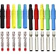 Xiatiaosann 10Pcs 4mm Banana Insulated Shrouded, 5Colors 4mm Banana Safety Solder DIY Connector Adapter Male Female for Multimeter Test Leads Electrical Testing