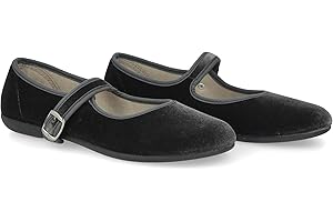 PAYMA - Merceditas Mujer de Terciopelo. Bailarinas Planas Sandalias Casual Mary Jane Cómodas. Hechas en ESPAÑA. Cierre Hebilla. Color Negro y Burdeos