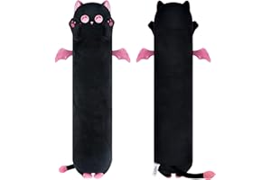 Mewaii 50CM Kuscheltier Rosa Katze mit großen Augen Plüschkissen Stofftiere Lang Plüschtier Ausgestopftes Tier Spielzeug Kuschelkissen Geschenk Plüschkissen