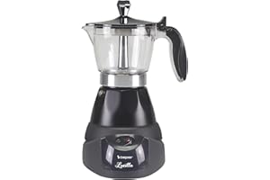 BEPER BC.040N Cafetera Eléctrica - Moka Pot Eléctrica, 3 tazas de capacidad, reductor de 1 taza, Auto-Off, mantiene la temperatura durante 30' min, Negra