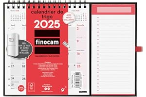Finocam Neutralny kalendarz z magnesem do pisania 2025 1 miesiąc na stronie styczeń 2025 - grudzień 2025 (12 miesięcy) Francuski