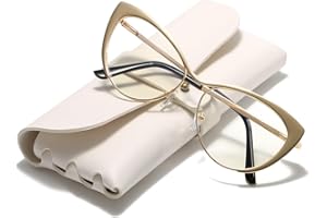 Cleoxyge Blaulichtfilter Brille Ohne Sehstärke für Damen-Herren,Metallrahmen Anti Blaulicht UV400-Schutz PC Gaming Mit Brillenetuis und Brillenputztuch Fake Brille