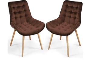 Miadomodo Chaise de Salle à Manger en Velours - Lot de 2, 4, 6, 8, Pieds en Bois Hêtre, Style Rétro, Couleurs au Choix - Chaise Scandinave pour Salon, Chambre, Cuisine, Bureau