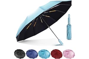 Lychico Umbrella, Windproof Travel Umbrella - Compact Automatic Folding Umbrellas for Rain, 12 Ribs Wind Resistant Portable Umbrellas for Single Hand Use, Small,Light, Strong Backpack Umbrella, Blue