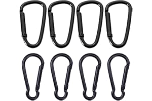 QOCUILC Lot de 8 mousquetons aluminium légers, mousquetons robustes pour randonnée, camping, pêche ou escalade, parfaits pour activités plein air