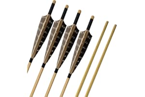 ZSHJG 6pcs Tir à l'arc Arbre de Flèches en Bois Plumes de Dinde Traditionnel Flèches d'arbre en Bois pour Recurve Arc Longbow