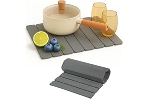 ABNAOK Stone Dish Drying Mat for Kitchen Counter,Foldable Stone Dish Drainer Mat, Non-Slip Reusable Diatomite Drying Pad for Home