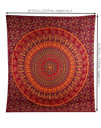 Mandala Wandteppich Baumwolle Indisch Wandbehang Orange Tapisserie Blumen Tapestry Von Rajrang - 4