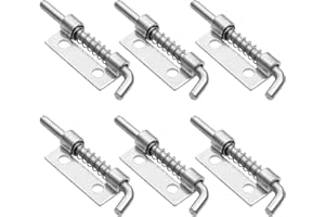 COAST VALLEY 6 Pezzi Chiavistello a Molla, 304 Bullone a Molla in Acciaio Inossidabile, Serratura per Porta da Giardino, Zincato, Per Bagno, wc, Tettoia, Camera da Letto, Facile da Montare, 5,5cm×1,6cm, Ø4,5mm