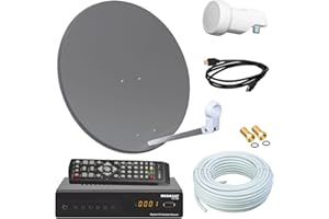 NETSHOP 25 Digital SAT Anlage 60cm + HD Receiver + 10m Kabel + Opticum Single LNB = HD Komplett Set (3 Farben wählbar)