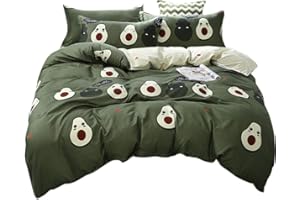 HOMEWISH Avocado Trösterbezug 155x220 Jungen Mädchen Süß Karikatur Tropisch Früchte Bedrucktes Bettwäscheset Grüner Avocado Muster Bettbezug Für Teenager Kinder Weiche Wende-Tagesdecke Mit 1 Kissenbezug