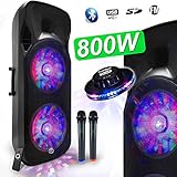 Tragbares Verstärkersystem, und autonome auf auf die Lautsprecher integrierten Akku mit LED-Lichteffekten. Ideal in allen Situationen, in denen es notwendig ist, eine Soundsystem, komplett, immer einsatzbereit zur Hand (Musiker, Sono Nomade, Karaoke, Bars, Tanz, Bildung, Kurse Rede, Coach etc...). Mini UFO-Effekt RGB LED inklusive