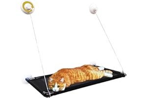 Peticularz® Amaca nera da finestra, L 67,7 x L 39 x A 56 cm, con tubi neri per gatti fino a 25 kg, amaca per gatti con ventosa, per prendere il sole per cani e gatti