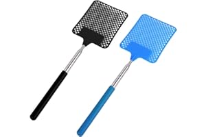 AQSQWQ Matamoscas, 2 Piezas Matamoscas Extensible, Matamoscas Manual, Matamoscas de Plástico para Controlar Moscas, Mosquitos, Avispas, Plagas, Negro+Azul