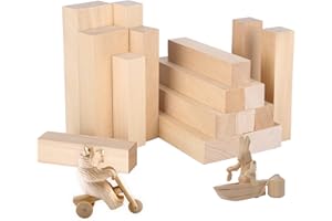 Viesap Tilleul Sculpture De Bois, 16PCS Blocs Sculpture En Bois Couleur Naturelle, Tilleul La Sculpture, Blocs En Bois Pour Enfants, Adultes, Débutants, Résistant à L'usure Bloc De Bois Brut Sculpture