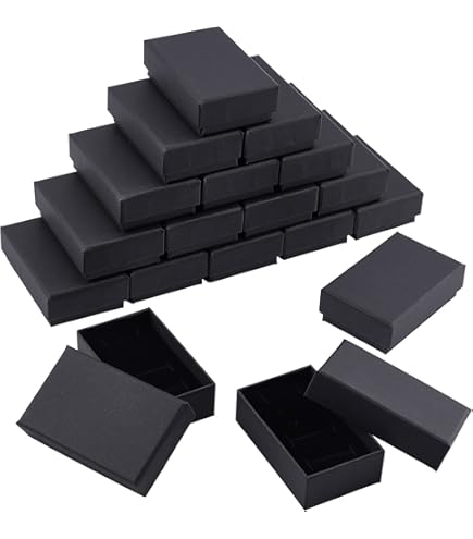 Lot De 24 Boîtes à Bijoux En Papier Kraft - 8x5x2.5 Cm, Rembourrées D'éponge, Idéales Pour Bagues, Cadeaux