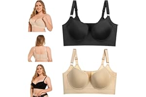 VNDUIFH 2pcs Comfortable Back Smoothing Bra,Women Deep Cup Bra Full Back，Plus Size Women's Push Up Bra,Plus Size Uplift Bra
