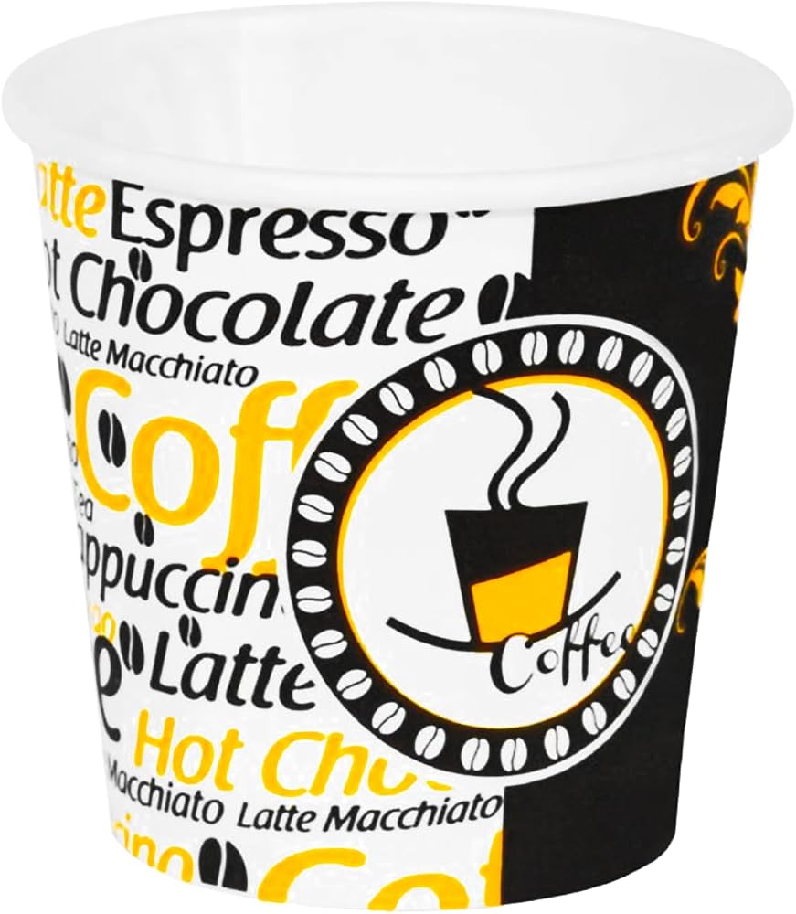 4 Oz Desenli Kalın Karton Bardak, 100 ml Kağıt Bardak Türk Kahvesi ve Espresso için 100 Adet (100, Mililitre)