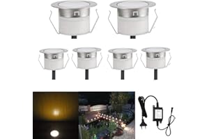 INDARUN Spot à Encastrable Lampe de sol-Lumière (Blanc Chaud) étanche IP67 DC12V 0.6W Ø31mm-éclairage pour terrasse, patio, chemin, mur, jardin, décoration, intérieur et extérieur