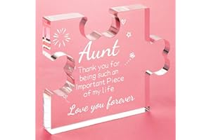WELSKY Acrylic Block (Aunt) Aunt Gifts from Niece Acrylic Puzzle Plaque - Gifts for Aunt Desk Decorations Best Aunt Ever Gifts - Great Auntie Gifts Card for Birthday Christmas Anniversary Mothers Day