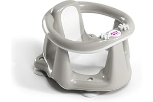 OKBABY Flipper Evolution - Anneau de Bain, Assise en Gomme Antidérapante pour Nouveau-né 6-15 Mois (13 kg) - Taupe