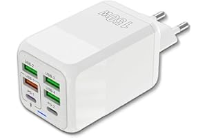 THREE STARS 3-STARS - Caricatore USB C 150W - 6 Porte (2-C + 4-A) con QC 3.0 - Caricabatterie Rapido Multiplo per iPhone, Samsung, Xiaomi, iPad - Certificato CE - Colore Bianco