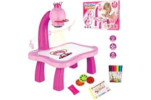 MOMSIV Proyector de juguete para dibujo y calcado, mesa con proyector inteligente de dibujo y trazado para niños, con luces y música
