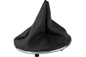 MangWany Staubschutz für Auto-Schaltknauf, Leder, Schwarz und Chrom-Ringrahmen für F-iat 500 500C 2007-2015 50293173 50295075 50295325 55344016