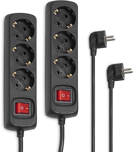 Hama Multiprise 6 Prises Avec Interrupteur - Prises Pivotées 45°, Protection Enfant - Câble 1,4m - Noir