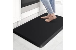 LUFEIS Anti Fatigue Mat, Large Anti-Fatigue Standing Mat, Non Slip & Waterproof Cushioned Kitchen Mats for Standing Desk, Kitchen, Office - Relieves Leg Fatigue and Back Pain (Black, 44 x 70cm)