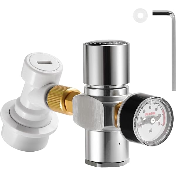 Mini Keg Charger CO2 Dispenser - 0-30 PSI Regulator With Ball Lock Quick Disconnect