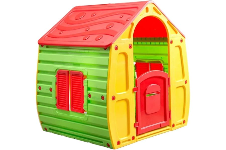 Starplast 10-561 Magical House Kids Playhouse - Indoor/Outdoor Children's Play Tent with Door & Windows, 102x90x109cm, Easy Assembly Plastic Toy House
