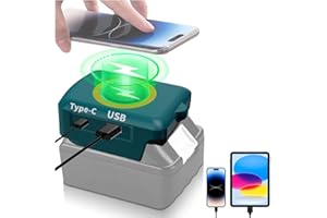 MAKBOS Wireless for Makita Battery USB Charger Adapter, Wireless Mobile Phone Charger for Makita 18 V Battery, Type C Phone Quick Charger, for Samsung, for Android, for iPhone, Camping, Travel, Outdoor Work