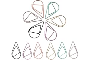 WUBAYI 105 clips de papel pequeños de colores, clips de papel en forma de gota de agua de acero inoxidable, pequeños clips de papel para oficina, suministros escolares
