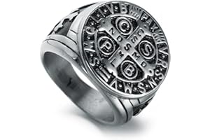 HCMA Anillo de Cruz de Jerusalén de Acero Inoxidable Cruzados religioso Masculino Caballero Medieval templario Anillos Militares para Hombres Regalo de joyería