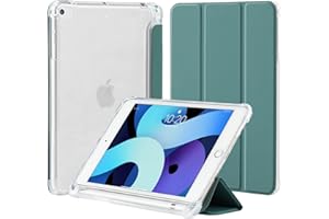 4UBonlife Coque pour iPad Mini 5/4 / 3/2 /1 Génération 7,9 Pouces avec Porte Crayon, Housse Étui Mince et Légère de Protection avec Arrière TPU Souple Translucide Givré Etui Antichoc, Vert Nuit