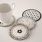 Silicone Coasters for Drinks Set of 4, 4.8 in Highly Absorbent Coasters, Retro Diatom Mud Heat Resistant Placemats, Luxury an